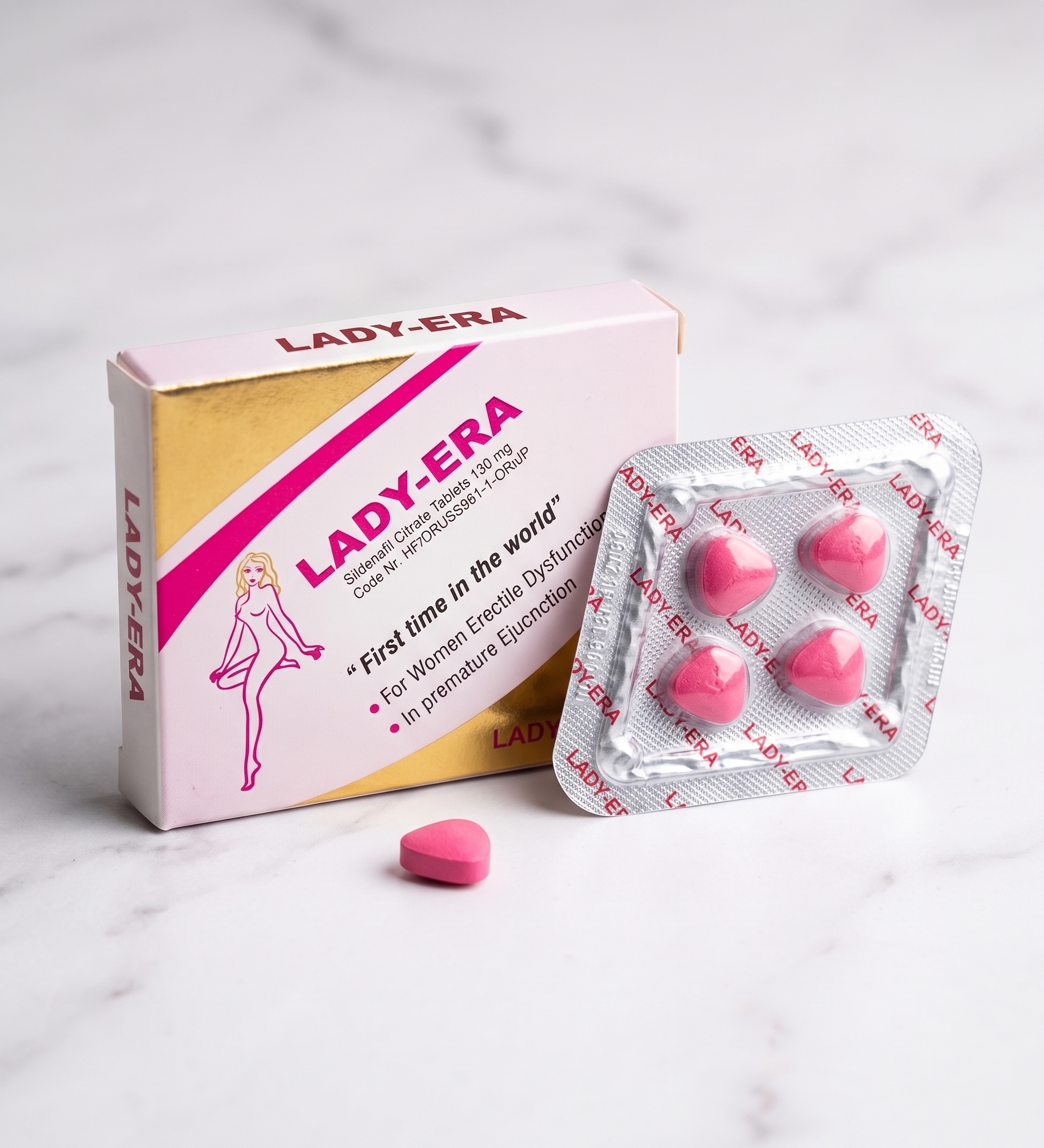 Lady Era 130 mg Bayan İstek Artırıcı Pembe Tablet Orijinal Kutu ve Blister
